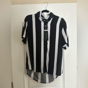 DF white and black button up shirt